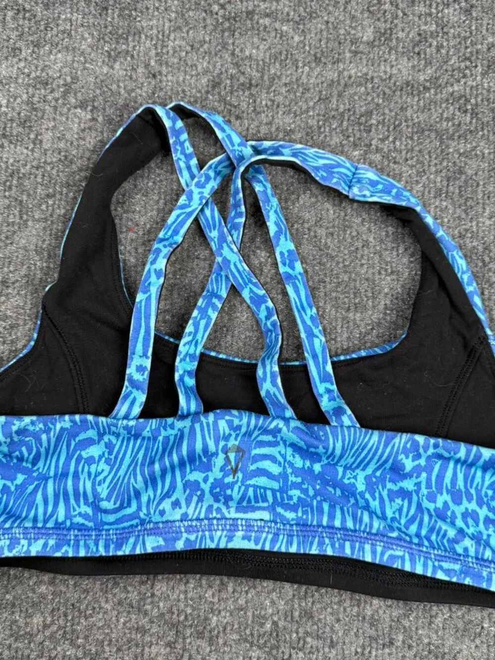 Ivivva Girls Size 12 Blue Zebra Leopard Print Strappy Racerback Athletic Sports